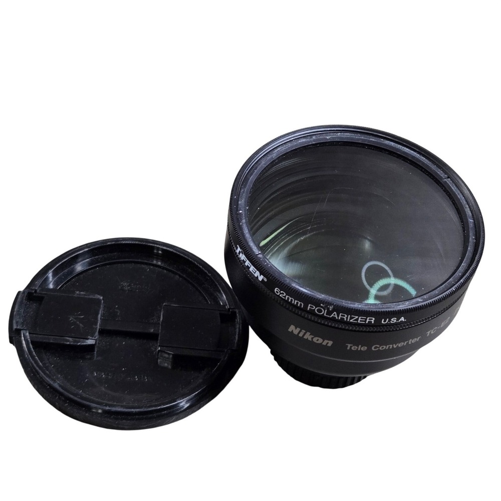 Nikon TC-E2 2x‎ Tele Converter Lens Black with Tiffen 62mm Polarizer Tested